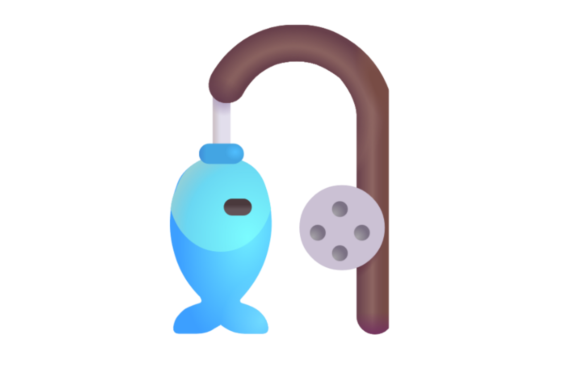 Karrikatur Fisch an Angel